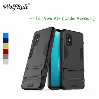 Vivo için kılıf v17 (Hindistan Versiyonu) kapak Yumuşak Kauçuk + Plastik Kickstand vivo için kılıf V17 Kılıf Telefon Kabuk İçin Vivo Y9S V17 Çapa