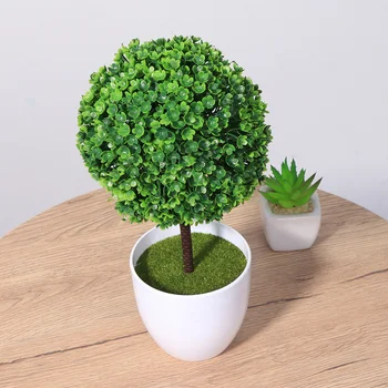 Yapay Topiary Şimşir Ağacı Saksı Bonsai Sahte Dekoratif Saksı Yeşillik Sahte Dekor Açık Ekici Yeşil Ağaçlar Mini Çiçek