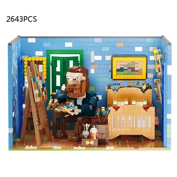 Yaratıcı Dünya Ünlü Mini Blok Van Gogh Stüdyo Odası Oyuncaklar Koleksiyonu RAKAMLAR MOC yapı tuğlaları Çocuklar Yetişkinler İçin Hediyeler