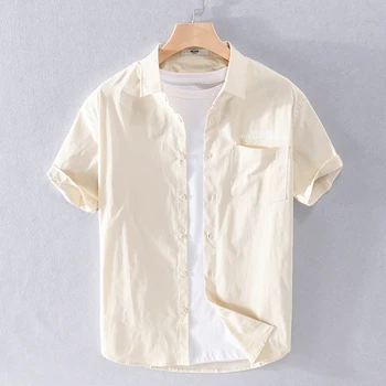 Yaz yeni stil kısa kollu katı gömlek erkekler pamuk marka moda gömlek erkekler için chemise camisa üstleri erkek giysileri