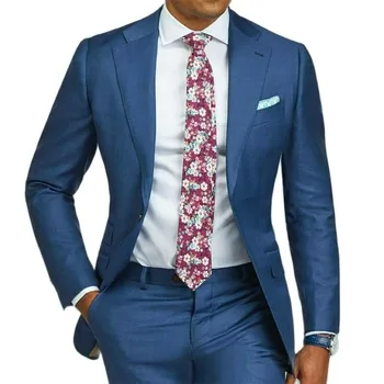 Yeni Erkek Takım Elbise 2 Adet Yaka Yaka Slim Fit İş Yemekleri Düğün Ve Tören Takım Elbise Ceket Pantolon
