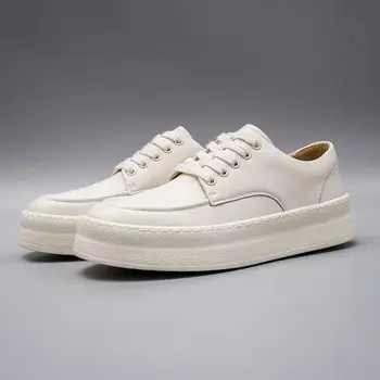 Yeni Moda Lüks günlük erkek ayakkabısı Beyaz Elbise deri ayakkabı Yüksekliği Artan Nefes tasarım ayakkabı Loafer'lar Sneakers