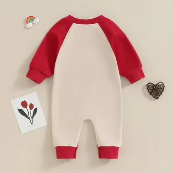 Yenidoğan Erkek Bebek Kız 1st Sevgililer Günü Kıyafet Uzun Kollu Aşk Valentina Kalpler Romper Tulum Bahar Giysileri