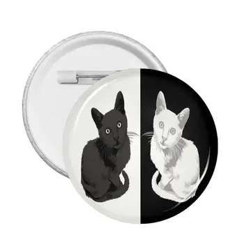 Yin Yang Kedi Yumuşak Düğme Pin Moda Giyim Rozeti Hayvan Sevimli 58mm Broş Pin Dekorasyon Hediye Kravat İğnesi