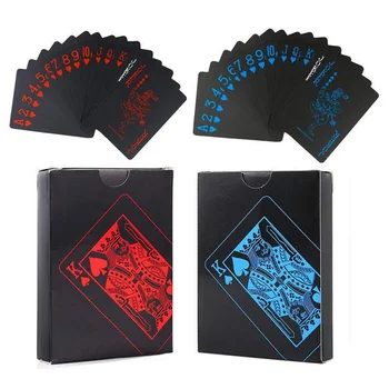 Yüksek Kaliteli Su Geçirmez Saf Siyah Plastik poker masası oyun kartı PVC Rahat ve Pürüzsüz Hissediyorum Sihirli Poker Kartı