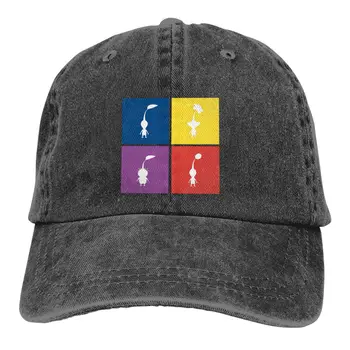Yıkanmış erkek beyzbol şapkası Blokları Kamyon Şoförü Snapback Kapaklar Baba Şapka Pikmin Renkli Oyun Golf Şapkaları