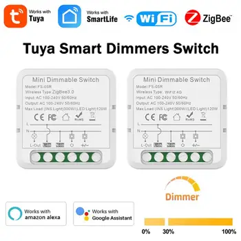 ZigBee / WiFi Akıllı Dimmerler anahtar modülü İki yönlü Kontrolü Destekler LED ışıkları kısılabilir anahtarı İle Çalışmak Tuya Alexa Google Ev