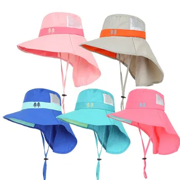 Çocuk Yaz Kap güneş şapkası plaj şapkası Anti-UV Güneş Çocuk Seyahat Kız Şapka Çocuk Bebek Aksesuarları Şapka Geniş Ağız Geniş Şapka