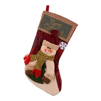 Çocuklar Noel Çorap 18 Şömine Asma Çorap Hediye çantası 3D Noel Tema Hediye Tutma Çantası El Yapımı Aile İçin