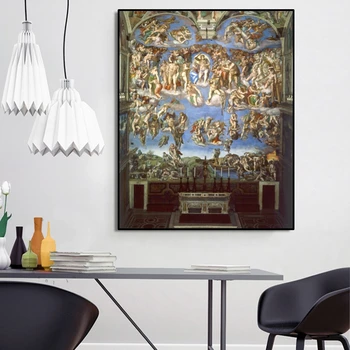 Ünlü Boyama Michelangelo Tarafından Son Yargı Tuval Posterler ve Baskılar Duvar Sanatı Resimleri ıçin Oturma Odası Dekor Çerçevesiz