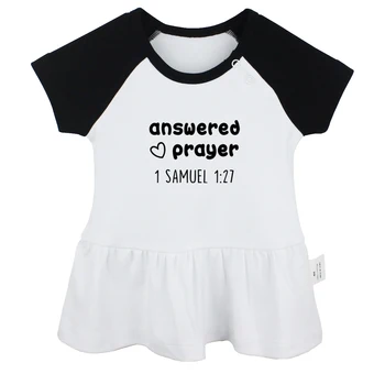 ıDzn Yeni Cevap Namaz Eğlenceli Baskılı Bebek Tatlı Elbiseler Kızlar Sevimli Kısa Kollu Pilili Elbise 0-24M Çocuklar Yaz Giyim