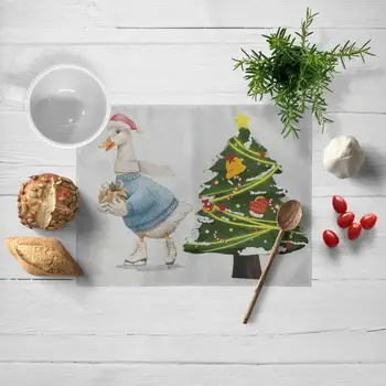 Şenlikli Masa Mat Dayanıklı Masa Mat Şenlikli Ev Dekorasyon Şık Dayanıklı Noel Placemat Seti Baskı Keten Yemek